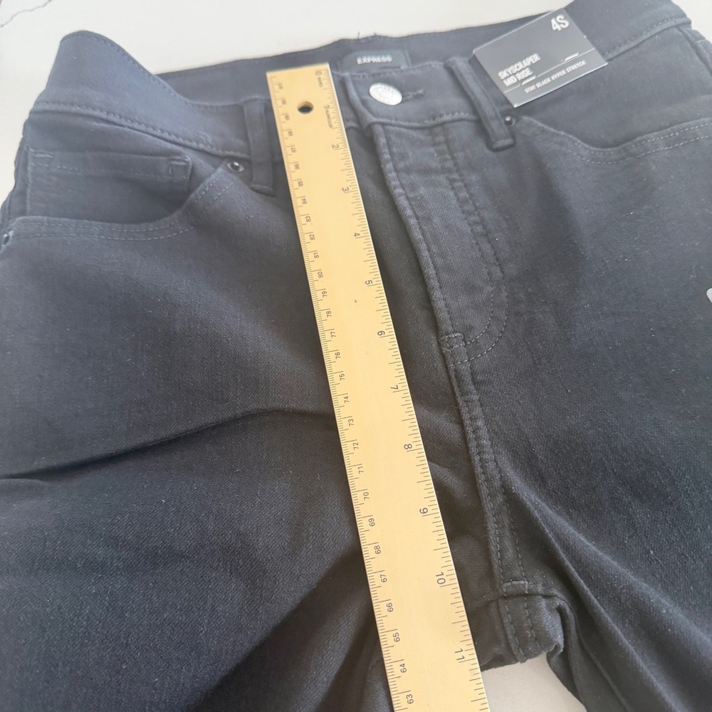 EXPRESS Skyscraper Mid Rise Stay Black Jeans Size 4 Short 4S - Picture 10 of 15